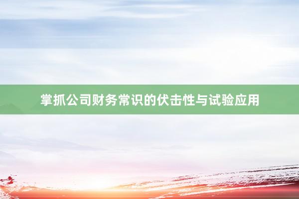 掌抓公司财务常识的伏击性与试验应用